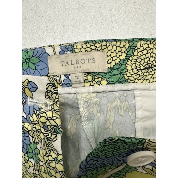 Talbots Perfect Crop Breezy Floral Green‎ Blue Yellow White Capri Stretch Sz 12 - Picture 3 of 7